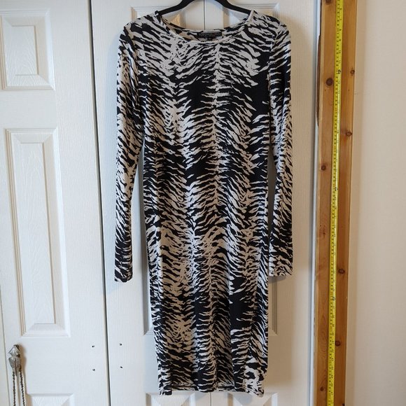 Top Shop Zebra Bodycon Dress- L - Picture 1 of 11
